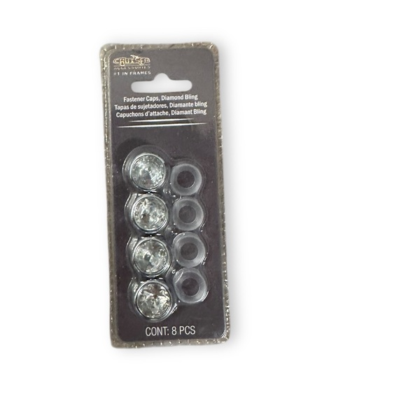 Black & Chrome Princess License Plate Frame & Diamond Bling Fasteners New - Picture 7 of 16